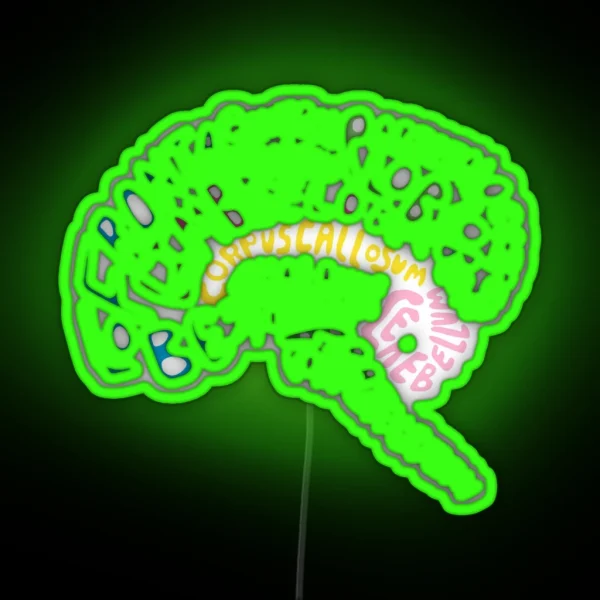 Human Brain Anatomy Colored Psychology Design RGB Neon Sign