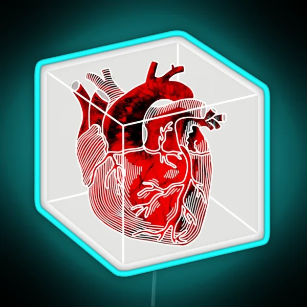 Human Heart In A White Cube RGB Neon Sign