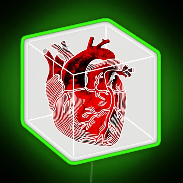 Human Heart In A White Cube RGB Neon Sign