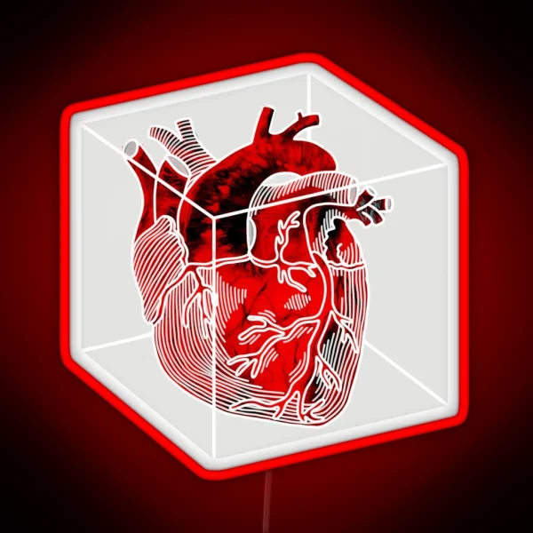 Human Heart In A White Cube RGB Neon Sign