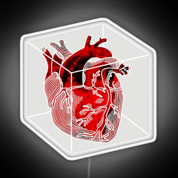 Human Heart In A White Cube RGB Neon Sign