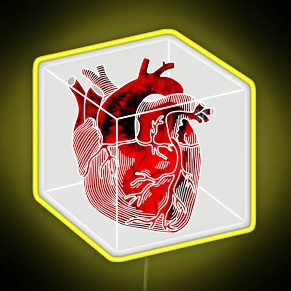 Human Heart In A White Cube RGB Neon Sign