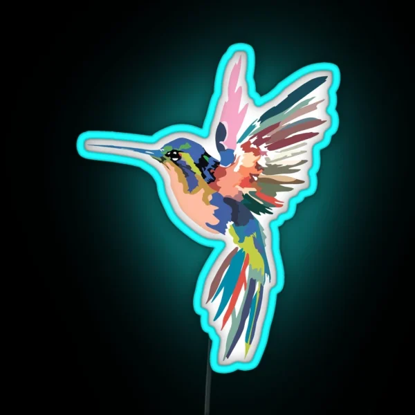 Hummingbird Lover Cool Water Color Design Gift RGB Neon Sign