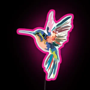 Hummingbird Lover Cool Water Color Design Gift RGB Neon Sign