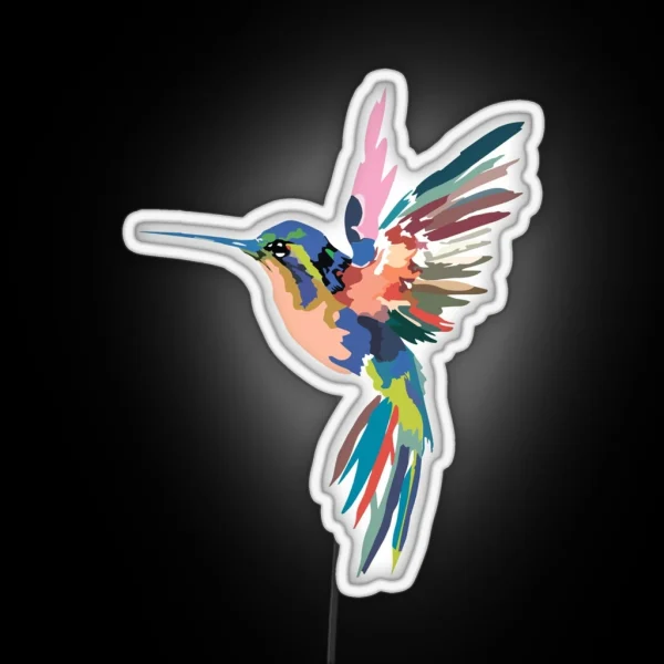 Hummingbird Lover Cool Water Color Design Gift RGB Neon Sign