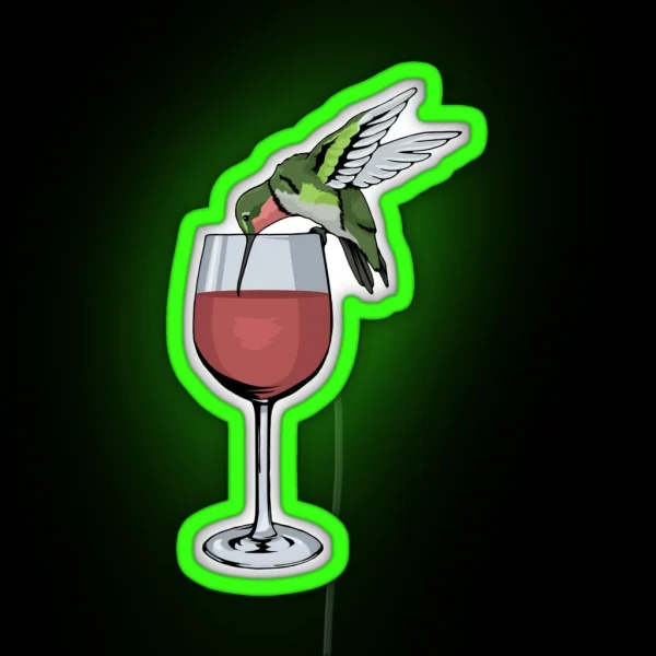 Hummingbird Wine Led Bird Spirit Animal Wine Hummingbird RGB Neon Sign