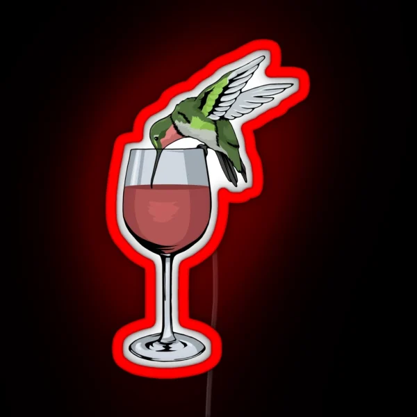 Hummingbird Wine Led Bird Spirit Animal Wine Hummingbird RGB Neon Sign