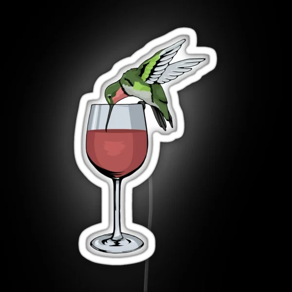 Hummingbird Wine Led Bird Spirit Animal Wine Hummingbird RGB Neon Sign