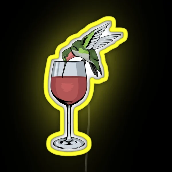Hummingbird Wine Led Bird Spirit Animal Wine Hummingbird RGB Neon Sign