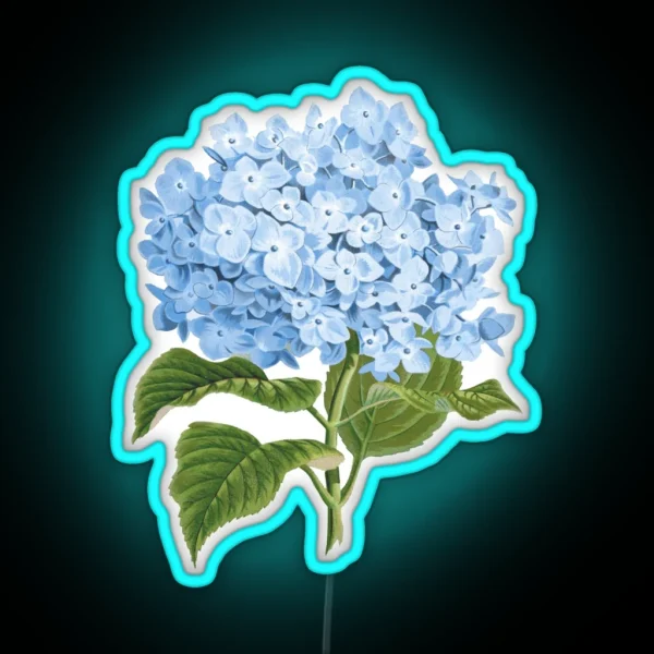 Hydrangea Flower In Blue RGB Neon Sign