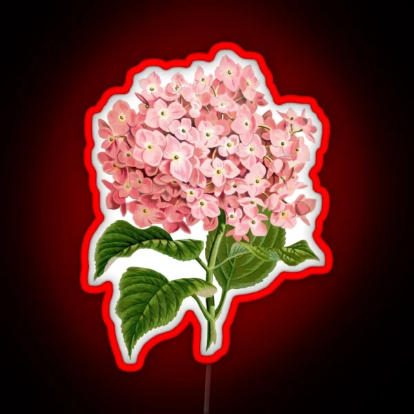 Hydrangea Flower In Pink RGB Neon Sign