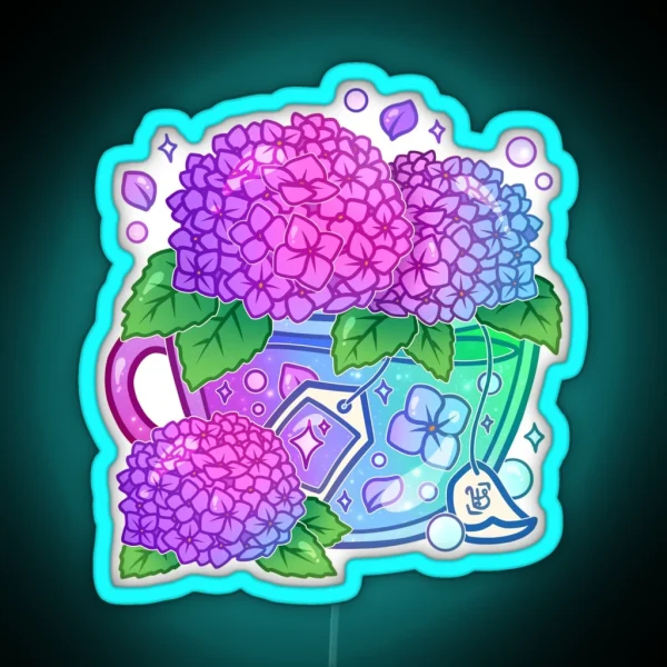 Hydrangea Teacup RGB Neon Sign