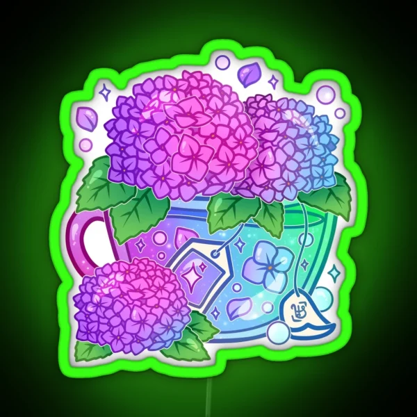 Hydrangea Teacup RGB Neon Sign
