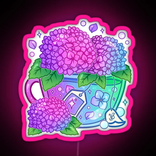 Hydrangea Teacup RGB Neon Sign