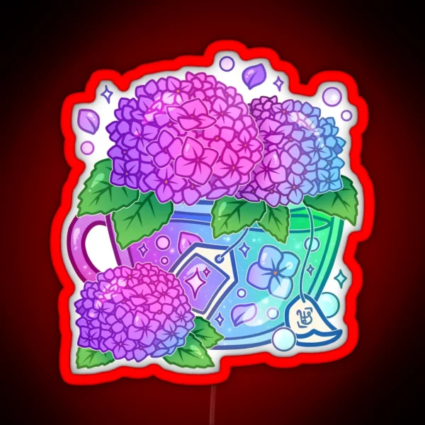 Hydrangea Teacup RGB Neon Sign