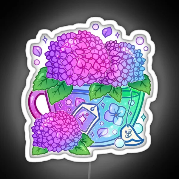 Hydrangea Teacup RGB Neon Sign