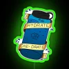 Eye-catching Hydrate or Die motto with colorful RGB neon accents