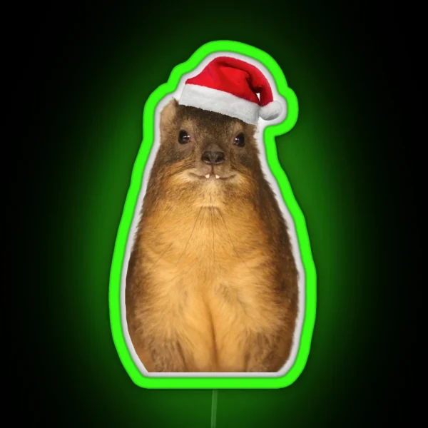 Hyrax Christmas Meme Dassie Rock Hyrax Cute Vampire Potato RGB Neon Sign