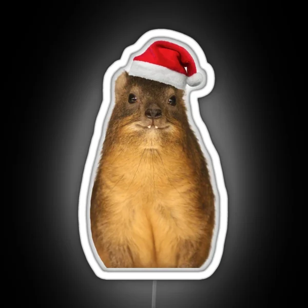 Hyrax Christmas Meme Dassie Rock Hyrax Cute Vampire Potato RGB Neon Sign