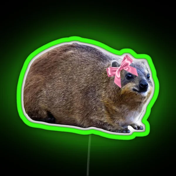 Hyrax Wearing Bow RGB Neon Sign