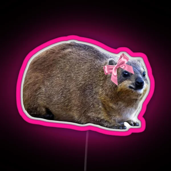 Hyrax Wearing Bow RGB Neon Sign