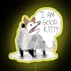 Customizable LED kitty design with colorful RGB illuminated neon signage.