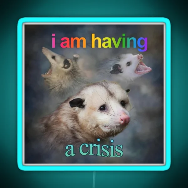 I Am Having A Crisis Possum Word Art RGB Neon Sign