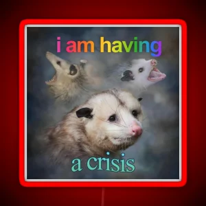 I Am Having A Crisis Possum Word Art RGB Neon Sign