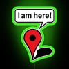 RGB neon sign declaring 'I Am Here' for business locations