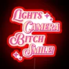 Motivational inspirational phrase in bold colorful rgb neon light letters
