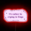 Moodier moments with whimsical, rainbow-lit 'I'd Rather Be Crying' sign.