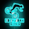 Comedic mountain biking sign with 'I Do My Own Stunts' humor.
