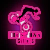 Vibrant Neon Sign Featuring Daring MTB Rider with RGB Effects