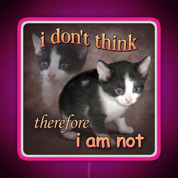 I Don T Think Therefore I Am Not Cat Meme RGB Neon Sign