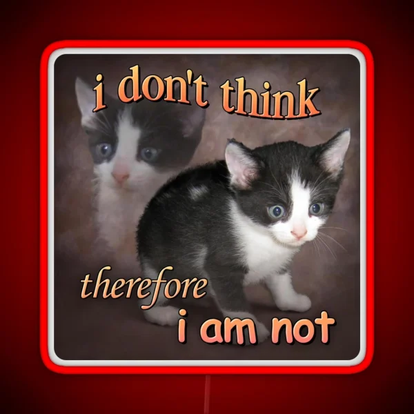 I Don T Think Therefore I Am Not Cat Meme RGB Neon Sign