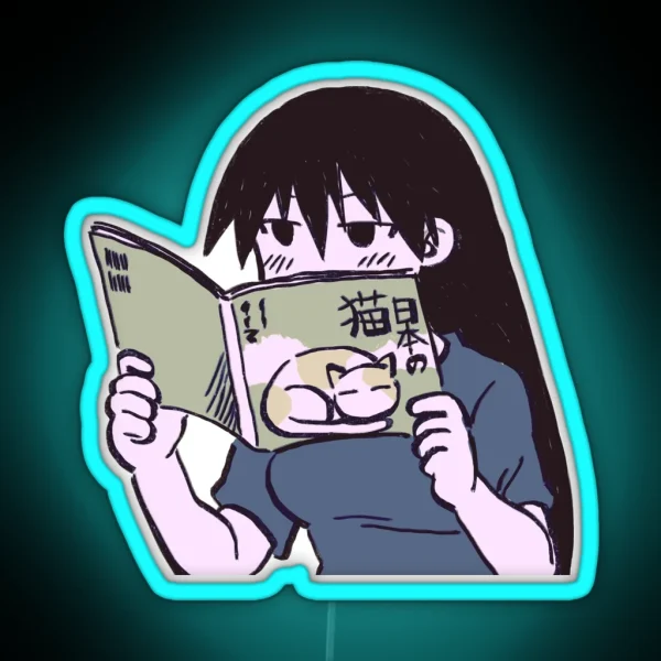 I Draw Pink Pastel Sakaki Reading A Cute Cat RGB Neon Sign