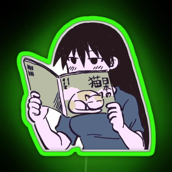 I Draw Pink Pastel Sakaki Reading A Cute Cat RGB Neon Sign