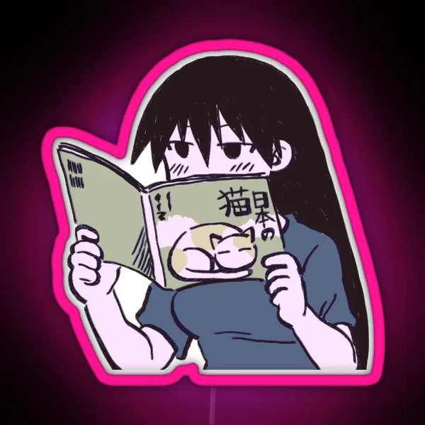I Draw Pink Pastel Sakaki Reading A Cute Cat RGB Neon Sign