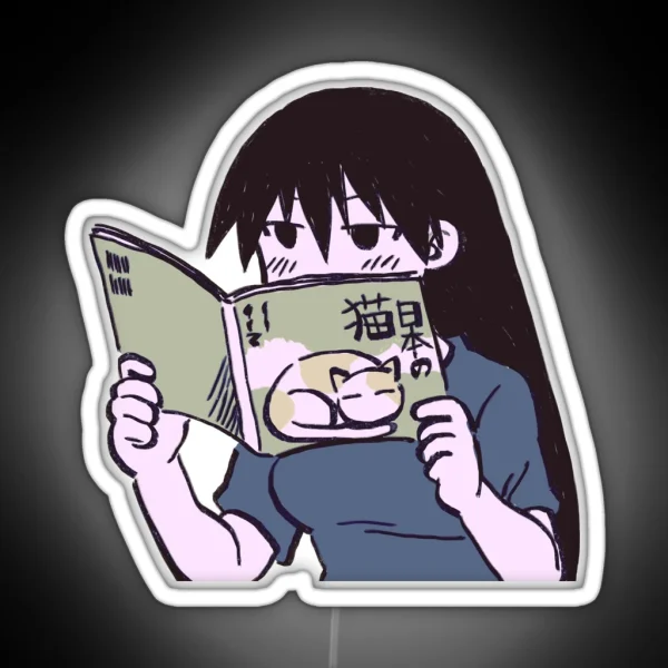 I Draw Pink Pastel Sakaki Reading A Cute Cat RGB Neon Sign