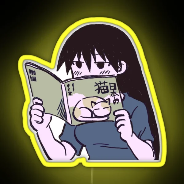I Draw Pink Pastel Sakaki Reading A Cute Cat RGB Neon Sign