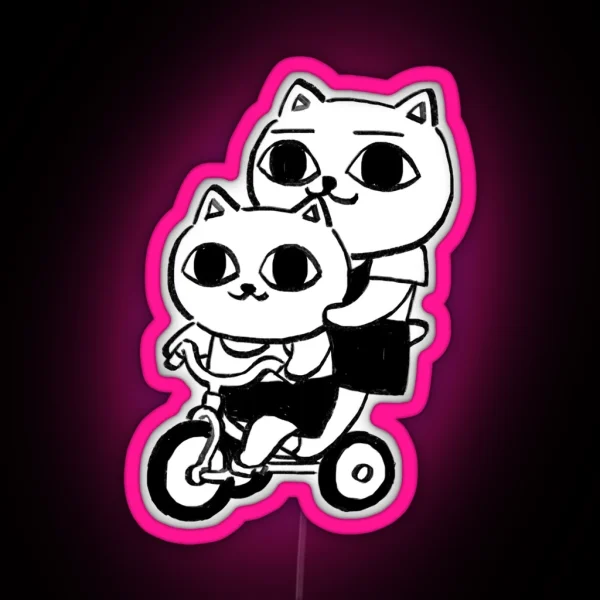 I Draw Some Nekojiru Sharing Bike Cat Soup Manga 04 RGB Neon Sign