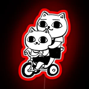 I Draw Some Nekojiru Sharing Bike Cat Soup Manga 04 RGB Neon Sign