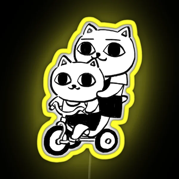 I Draw Some Nekojiru Sharing Bike Cat Soup Manga 04 RGB Neon Sign