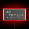 Quirky dialogue box quote from Final Fantasy VIII in vibrant neon.