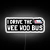 Whimsical Retro Neon Sign Featuring A Happy Little Bus Character