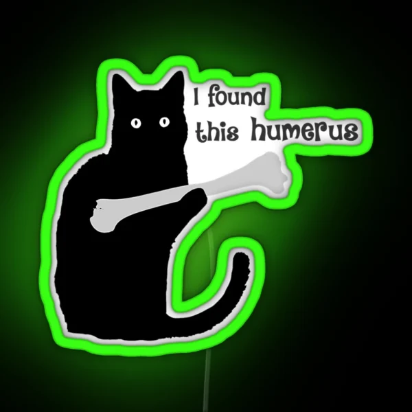 I Found This Humerus Black Cat RGB Neon Sign