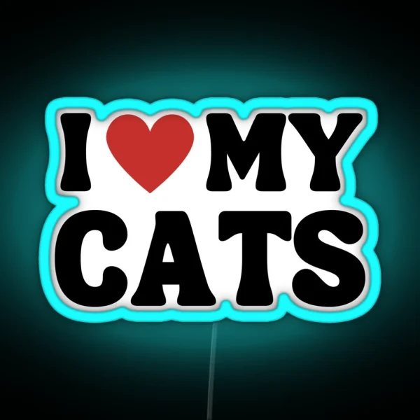 I Heart My Cats I Love My Cats RGB Neon Sign