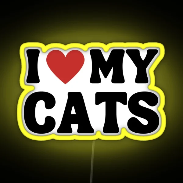 I Heart My Cats I Love My Cats RGB Neon Sign