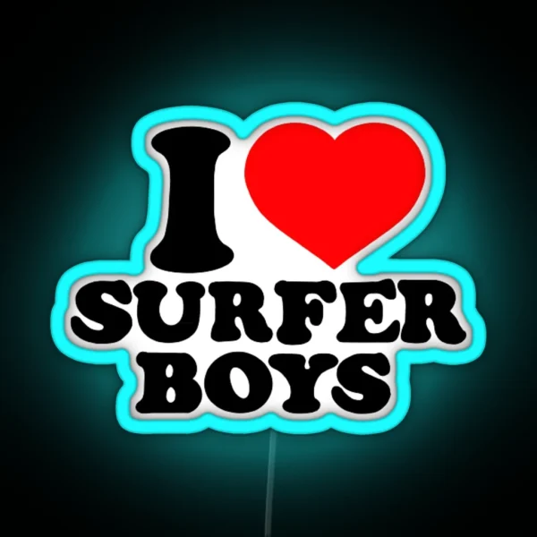 I Heart Surfer Boys RGB Neon Sign