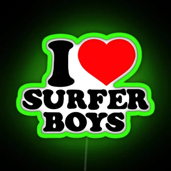I Heart Surfer Boys RGB Neon Sign